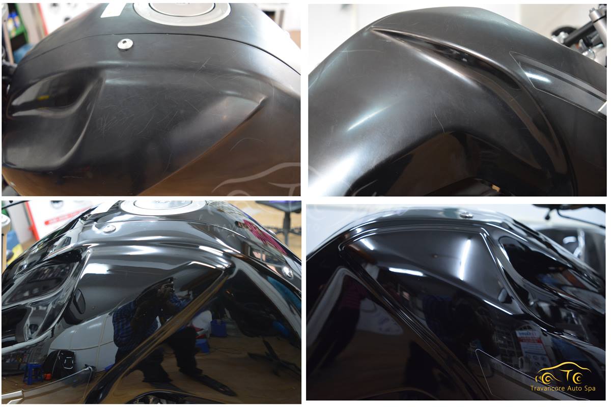 Bike polishing, before and after Bike polishing, before and after