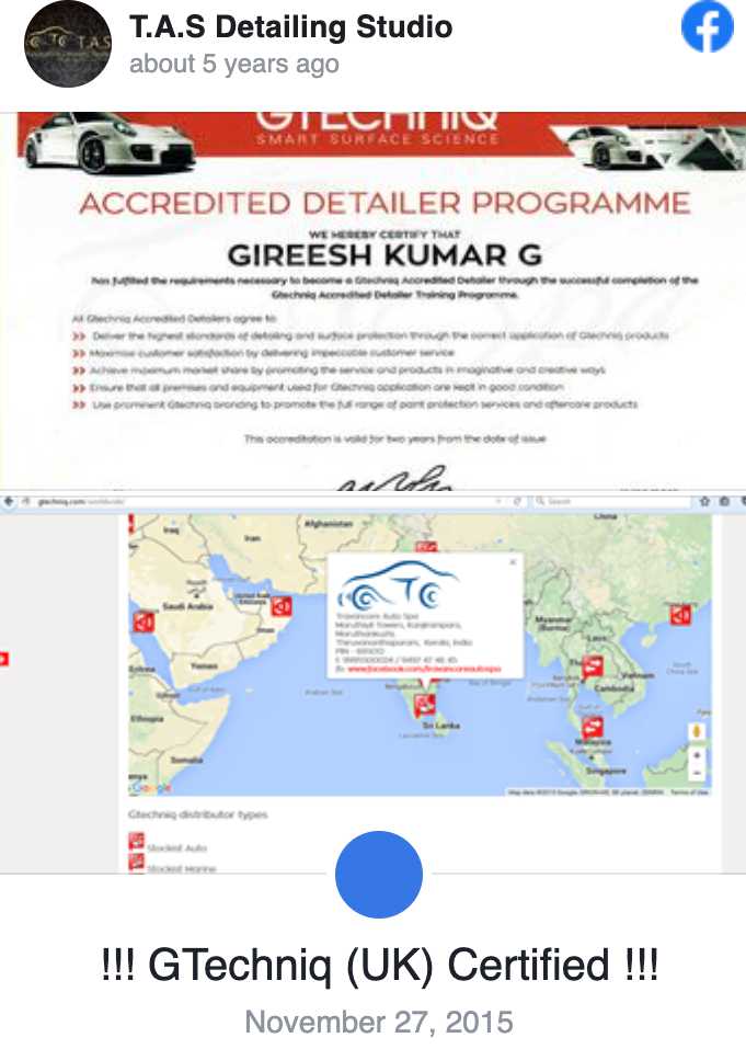Gtechniq Certified Nov 2015