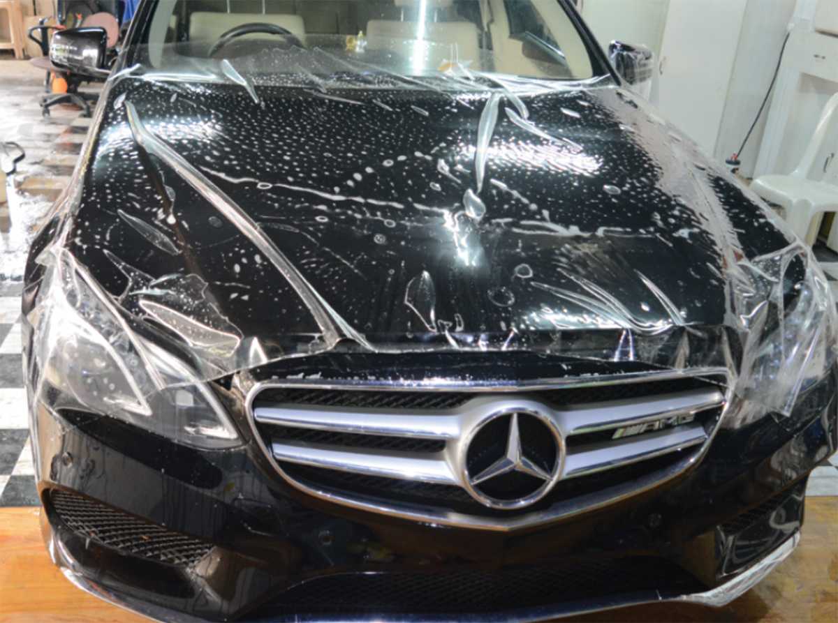 Benz C-Class PPF Paint protection at TAS, Travancore Auto Spa, Detailing Studio